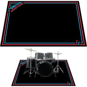 Drum Rug, Drum Mat with Non-Slip Grip Bottom(4x5.3Ft), Drum Carpet for Noise Reduction, Drum Pad for Jazz Drum & Electric Drum Set, Ideal Gift for Drummers, Drum Accessories, 47 x 63in, Red & Blue