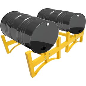 KUAFU 2 Oil Drums Rack Stackable 1600Lbs Load Capacity Oil Barrel Bracket Yellow Powder Coated Steel