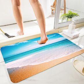 Tidal Beach Anti-fatigue Ergonomic Carpet, 45x17.5 Inch Kitchen Non-Slip Mat, Bathroom Bath Mat, Bedroom and living Room Use Thickened Extended Memory Foam Absorbent Mat.