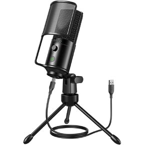 FIFINE Podcast Recording Microphone, PC USB Condenser Microphone for Streaming Vocal Music, Computer Desktop Microphone with Mute Button for Windows/Mac OS-K669PRO1