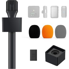 TONOR Mic Handle for DJI RODE Microphone, Handheld Mic Stand for Wireless GO, Interview Microphone Rig for All Lavalier Mic, Wireless Mic Adapter for Vlogging, Interview, Podcast, Reports, TP20