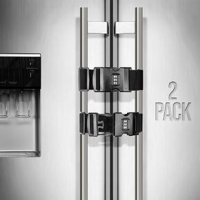 Fridge Lock for Kids and Adults, 2 Pack French Door Refrigerator Lock, Adjustable Fridge Lock for Kids, Toddlers, and Adults, Easy Installation
