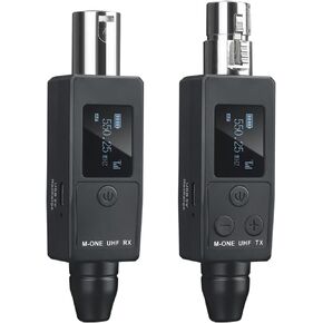 YXG UHF Wireless XLR Transmitter and Receiver Plug-on Wireless Microphone System for Dynamic/Condenser Microphone,with 48V Phantom Power, Electric Guitar/Bass, and More,Audio Mixer, PA System