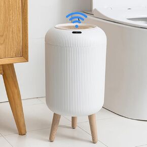 URALFA Automatic Motion Sensor Bathroom Trash Can with Lid, 3 Gallon / 11 L Touchless Trash Bin, Smart Plastic Garbage Can, Intelligent Trash Can for Bedroom, Bathroom, Kitchen, Office, Black