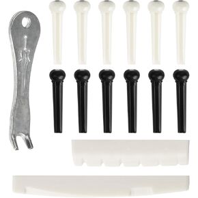 12pcs Acoustic Guitar Bridge Pins Pegs and 2 Set Saddle Nut with 1pc Bridge Pin Puller Remover Guitar Replacement Guitar Parts