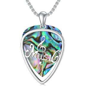 Dorunmo Guitar Pick Holder Necklace Sterling Silver Personalized Soundwave Guitar Pick Pendant Holder Christmas Musicians Gift for Guitar Lovers Music Lovers