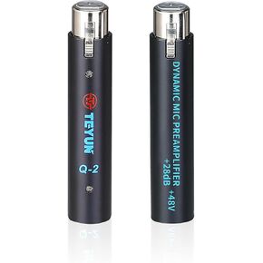 TEYUN Microphone Preamp with 28dB Gain, DM1 Dynamite Active in Line Compact Dynamic Microphone Booster with Preamp, Mic Booster Preamplifier, Active Booster for Dynamic and Ribbon Mics (Q2)