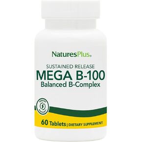 NaturesPlus Mega B-100 Complex - 90 Sustained Release Vegetarian Tablets - Energy & Brain Booster - Gluten Free - 90 Servings