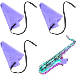 3Packs Clarinet Cleaning Swab Cloth Pull Through Swab Instrument Cleaner Cloth Clarinet Cleaning Cloth Swab for Inside Tube Suitable for Clarinet Piccolo Flute Sax Saxophone (Purple)