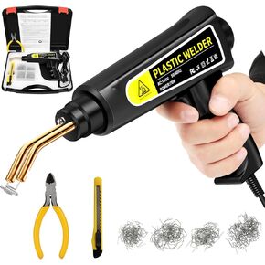 Plastic Welder - 100W Plastic Welding Kit Soldering Iron Gun with 56pcs Rods, Professional Surface Repair Tool for Car Bumper with 4 Welding Tips, Patch Net,Hot Iron Stand,Wire Brush (Blue)
