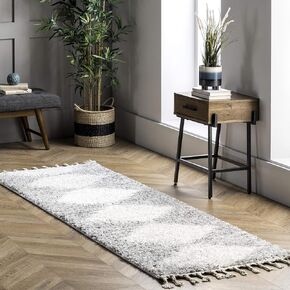 nuLOOM Bria Moroccan Shag Tasseled Area Rug- Geometric, Bedroom, Living Room, Nursery, Plush, Soft, 1.2-inches Thick