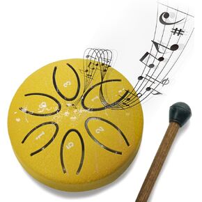 Rain Chime Drum-Steel Tongue Drum 3 Inches 6 Notes,Rain Drum for Outside Garden,Steel Tongue Drum Rain Chime Waterproof, Mini Handpan Drum, Drum Rain Chime Waterproof (Leaf black)