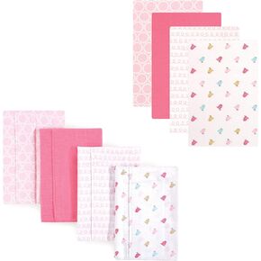 Luvable Friends Unisex Baby Cotton Flannel Burp Cloths and Receiving Blankets, 8-Piece, Sailboat, One Size