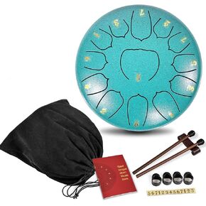 Rain Drum for Outside Garden，Steel Tongue Drum 6.5 Inch 13 Notes，Sound Healing Instruments for Musical Education Entertainment Meditation Yoga Zen Gifts (Malachite Green, 6.5 Inches 13 Notes)