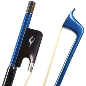 Yinfente 4/4 Cello Bow Blue Carbon Fiber Ebony Frog Natural Bow Hair Pearl Flower Inlay Straight Professional Bows for Cello