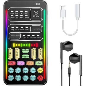 Game Voice Changer, Audio Mixer, i9Live Sound Card kit (Including Headphones and 2 converters), Suitable for PS4/PS5/Xbox One/PC/Phone/Laptops., ferrous