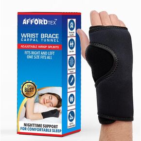 Hand Brace for Carpel Tunnel brace- Wrist Brace Night Support - Extra Comfort for Night ,- Adjustable Night Wrist Support With Splints for Arthritis, Tendonitis, Sprain, wrist pain and Injuries - Fits Left or Right One size fits all