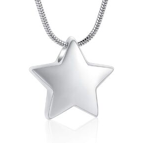 zeqingjw Star Shape Urn Necklace for Ashes Stainless Steel Urn Pendant Cremation Jewelry for Ashes Memory Keepsake Gifts Jewelry for Women Men