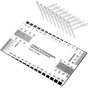 Guitar String Action Gauge Ruler Tool - 9 Understring Radius Gauge and 1 Stainless Steel String Action Gauge Ruler Measuring Tool, Guitar Tools for Guitar Bass Setup Repair Tools