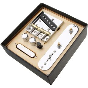 Alnicov 6 Strings Saddle Bridge Plate, 3 Way Switch Control Plate, Neck Pickup Set for Fender Electric Guitars Replacement Parts
