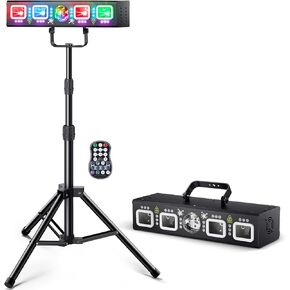DJ Light with Stand, Pro 6 in 1 DMX & Sound Activated Laser Light Show Machine with Disco Ball Light, RGBW & UV Strobe Party Lights with Dj Light Stand for Home Party Gig Bar Stage Lighting