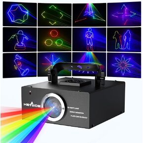 DJ Laser Lights for Party, Animation Loop, 3D Animation Laser Machine, Sound Activated, DMX512, Beam Effect, RGB - Ideal for Indoor Club Festivals Home Birthday Parties