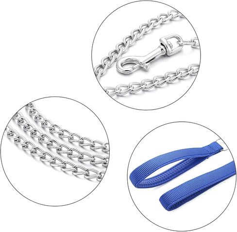 Chain Leash Metal Dog Leash Chrome Plated with Soft Padded Handle for Small Dogs.(S, Black Handle) in Kuwait
