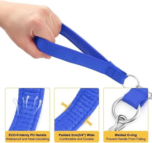 Chain Leash Metal Dog Leash Chrome Plated with Soft Padded Handle for Small Dogs.(S, Black Handle) in Kuwait