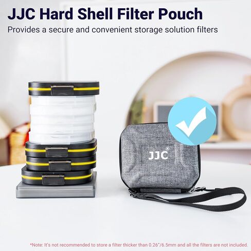 JJC Durable Lens Filter Pouch Case for 10 Circular ND UV Filters up to 95mm | Photography Filter Wallet Holds up to 10 Filters, Water-Resistant EVA Exterior with Zipper Closure, Includes Wrist Lanyard in Kuwait