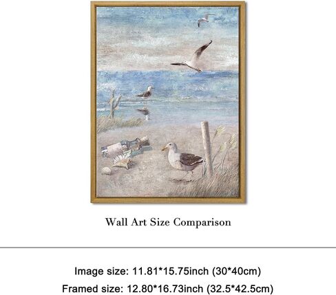 Pyradecor ديكور الحمام الأزرق الشاطئ شاطئ البحر صورة النورس جثم الطيور على شاطئ البحر الساحلي المحيط قماش جدار الفن لغرفة الغسيل غرفة نوم غرفة المعيشة الديكور in Kuwait