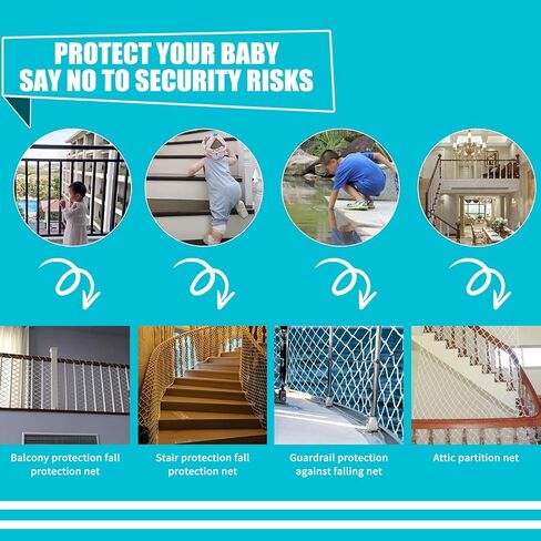 Climbing Cargo Net for Kids Outdoor Balcony Safety Net Rope Netting Playground Climbing Net Stairway Railing Safety Net for Children Pets Toys Knotless Polyester Sports Netting in Saudi Arabia