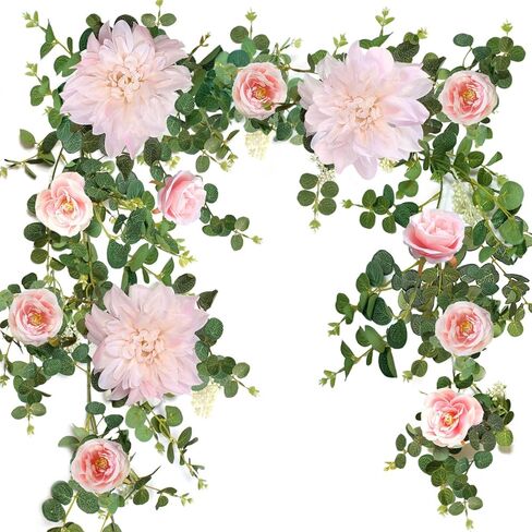Eucalyptus Garlands, Flower Garland, Wedding Arch Flowers, Floral Swag for Wedding Christmas Decoration Table Backdrop Arch Wall Party Home Bedroom Décor (Pink) in Saudi Arabia