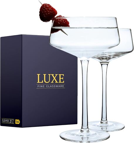 TAG Store Luxe Martini Glasses - Set of 4 Handblown Crystal Cocktail Glasses with Bar Spoon in Saudi Arabia