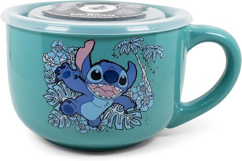 Silver Buffalo Peanuts Snoopy and Woodstock Ceramic Soup Mug with Vented Plastic Lid, 24 Ounces, 1 Count (Pack of 1) in Saudi Arabia