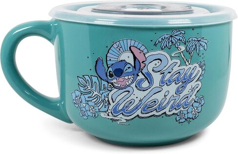 Silver Buffalo Peanuts Snoopy and Woodstock Ceramic Soup Mug with Vented Plastic Lid, 24 Ounces, 1 Count (Pack of 1) in Saudi Arabia