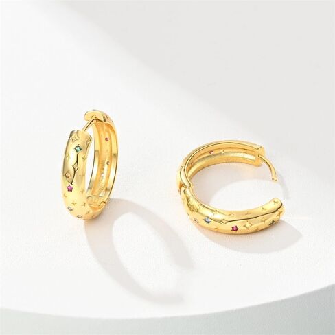 Cycuff 925 Sterling Silver Hoop Earrings Colorful Cubic Zirconia Jewelry Drop Earrings for Women Teen Girls Set Earring Gifts for Her in Saudi Arabia