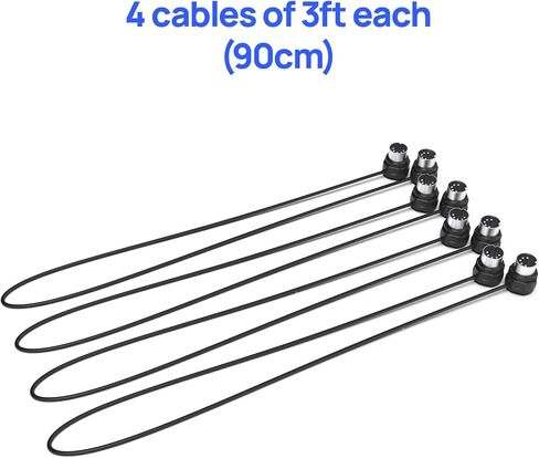 CME MIDI Cable 4-Pack - 3FT / 90cm, 5-pin DIN, Low-Profile - Mirrored 45-Degree Angled Ultra-Thin Plugs for Compact Spaces - Ideal for MIDI Interface, Pedalboard, Keyboard in Saudi Arabia