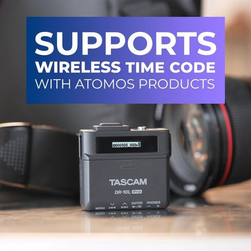 مسجل مجال الصوت TASCAM DR-10L Pro فائق الصغر 32 بت مع ميكروفون Lavalier وتقنية محول AD المزدوج (أسود) in Kuwait