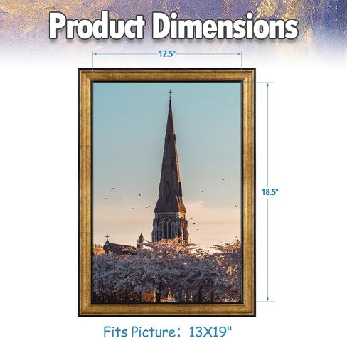 AUEAR, 8X12 Picture Frame Without Mat to Display 8X12 Poster/Photo Frames, Tempered Glass Photo Frame Display Wall Mounting (Dark Gold Brown & Bronze) in Saudi Arabia