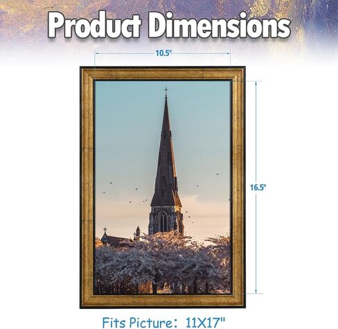 AUEAR, 8X12 Picture Frame Without Mat to Display 8X12 Poster/Photo Frames, Tempered Glass Photo Frame Display Wall Mounting (Dark Gold Brown & Bronze) in Saudi Arabia