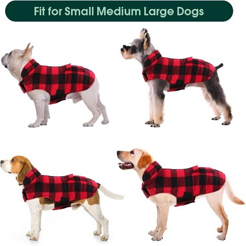 Kuoser Dog Winter Coat, Windproof Dog Fleece Jacket British Style Plaid Cold Weather Dog Vest Coats, Reversible Cozy Warm Dog Clothes Pet Apparel for Small Dogs XS in Saudi Arabia