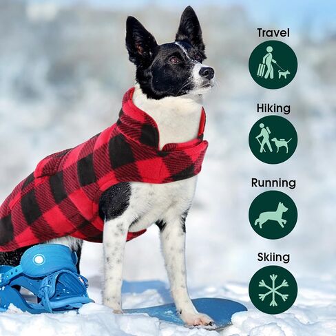 Kuoser Dog Winter Coat, Windproof Dog Fleece Jacket British Style Plaid Cold Weather Dog Vest Coats, Reversible Cozy Warm Dog Clothes Pet Apparel for Small Dogs XS in Saudi Arabia