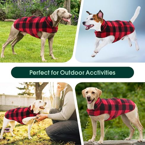 Kuoser Dog Winter Coat, Windproof Dog Fleece Jacket British Style Plaid Cold Weather Dog Vest Coats, Reversible Cozy Warm Dog Clothes Pet Apparel for Small Dogs XS in Saudi Arabia