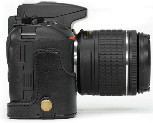 MegaGear Nikon D5600, D5500 Ever Ready Leather Camera Half Case and Strap, with Battery Access - Black - MG1170 in Kuwait