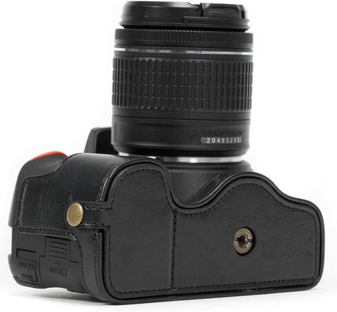 MegaGear Nikon D5600, D5500 Ever Ready Leather Camera Half Case and Strap, with Battery Access - Black - MG1170 in Kuwait