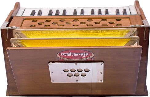 هارمونيوم محمول، موديل 2024-25 صغير، 2 1/4 أوكتاف سابتاك، 3 طيات أسفل، 17 × 10 × 10 بوصة، مقبض، حقيبة، رفيق يوجا كيرتان، أداة هارمونيوم مصنوعة يدويًا PH1 in Kuwait