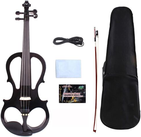 16 inch Electric Viola Full Size Silent Pickups Practice Viola with Viola Case & Bow & AUX cable (4 String Black Style 1) in Saudi Arabia
