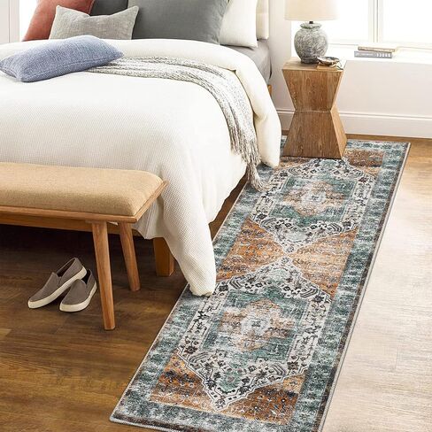 سجادة منطقة RUGSREAL مقاس 9x12 سجادة لغرفة النوم سجادة عتيقة بغطاء للأرضيات الداخلية سجادة عتيقة وخفيفة الوزن وقابلة للغسل وغير قابلة للانزلاق لغرفة المعيشة وغرفة الطعام، رمادي داكن، 9 × 12 in Kuwait