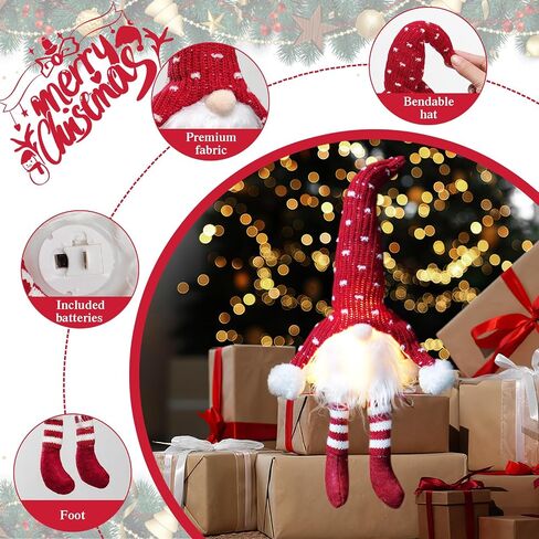 3Pcs Lighted Christmas Gnome Decorations 14 Inch Handmade Glowing Gnomes Plush Santa Ornaments Swedish Tomte Light Up Elf Dolls Xmas Gifts Party Home Office Table Christmas Tree Decor in Saudi Arabia