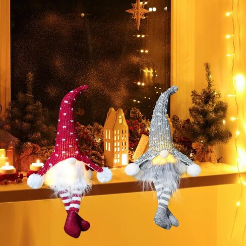 3Pcs Lighted Christmas Gnome Decorations 14 Inch Handmade Glowing Gnomes Plush Santa Ornaments Swedish Tomte Light Up Elf Dolls Xmas Gifts Party Home Office Table Christmas Tree Decor in Saudi Arabia